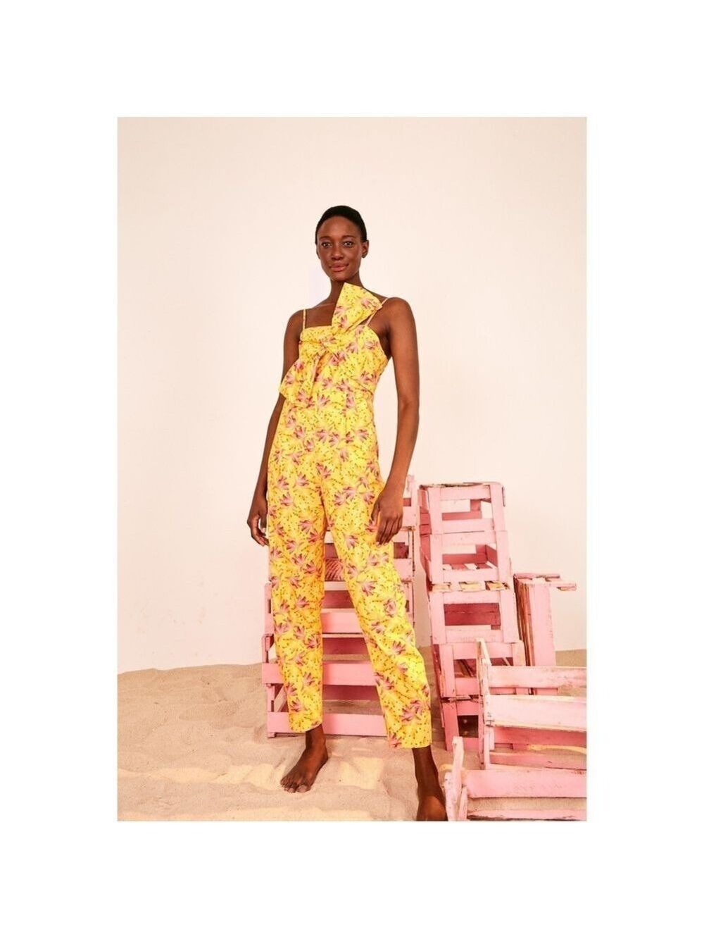 Farm Rio Banana Sunshine Bow Top Jumpsuit